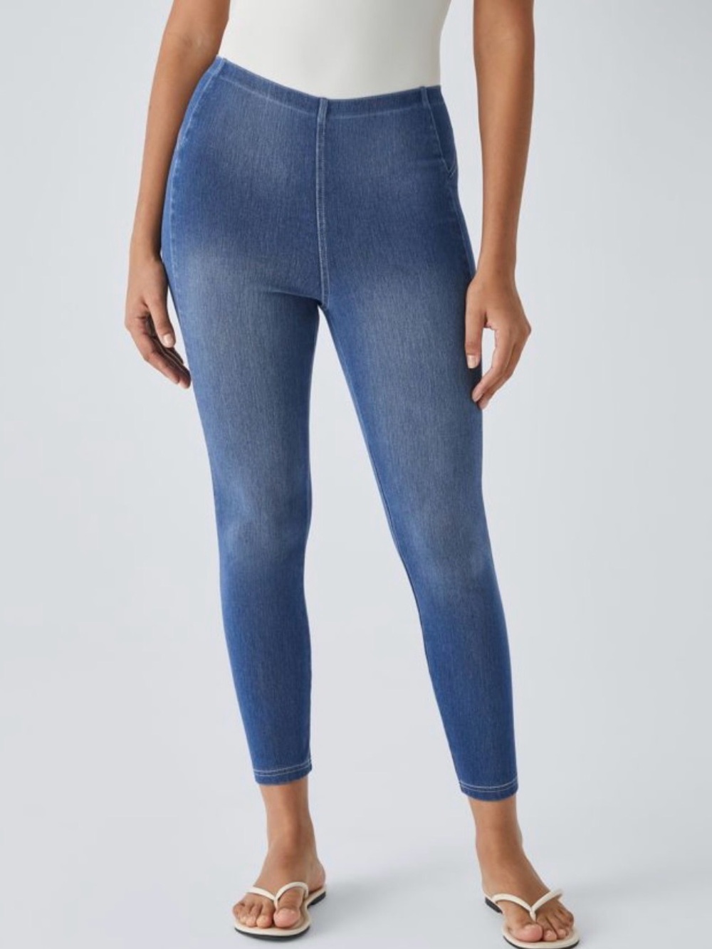 NWT HALARA Flex Mid Rise Pull On  Denim Leggings Jeggings 7/8 length size XL